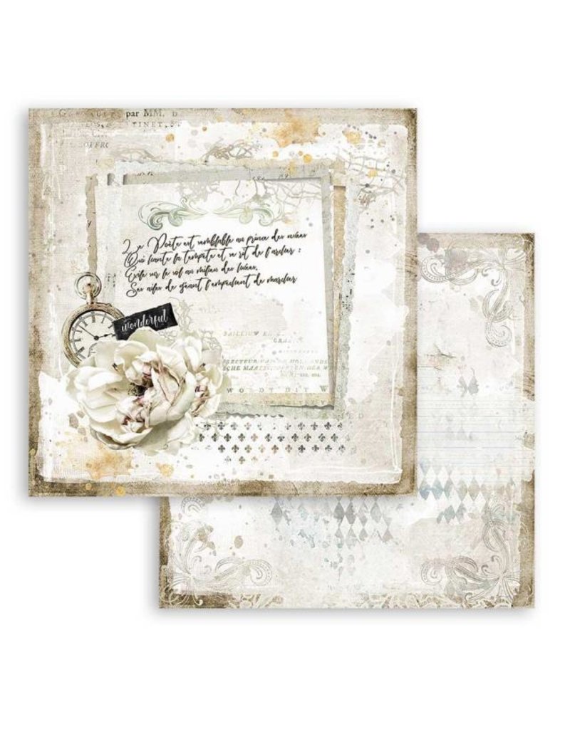 Stamperia Scrapbooking paper double face - Romantic Journal letter and clock