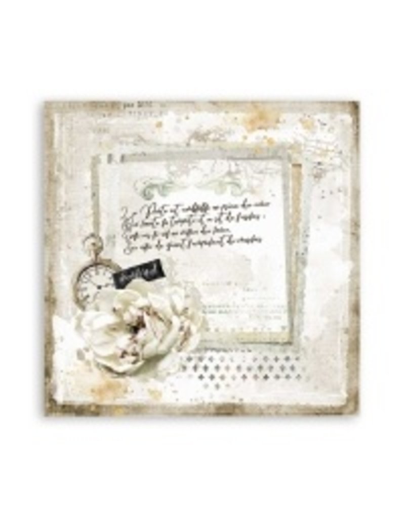 Stamperia Scrapbooking paper double face - Romantic Journal letter and clock