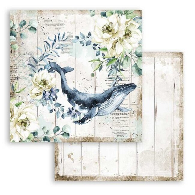 Stamperia Dubbelzijdig Scrapbook Papier - Romantic Sea Dream whale