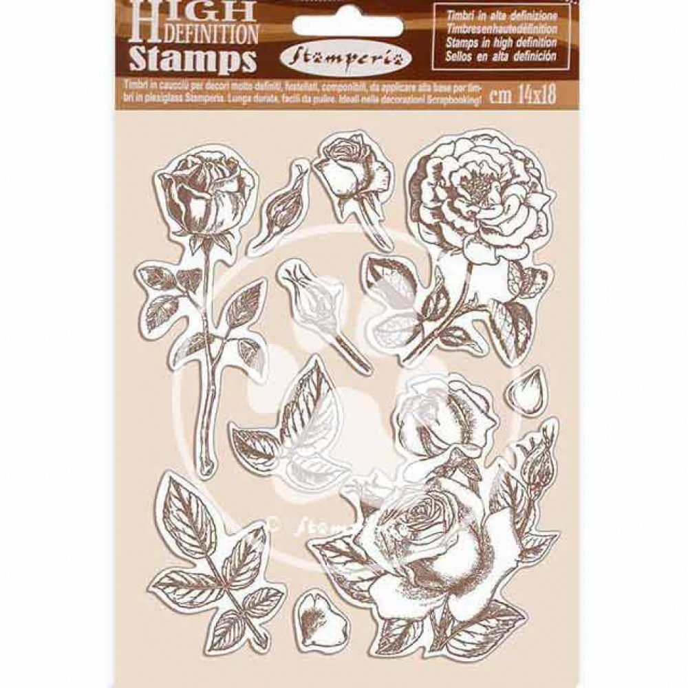 Stamperia HD Natural Rubber Stamp 14x18 cm - Passion rose