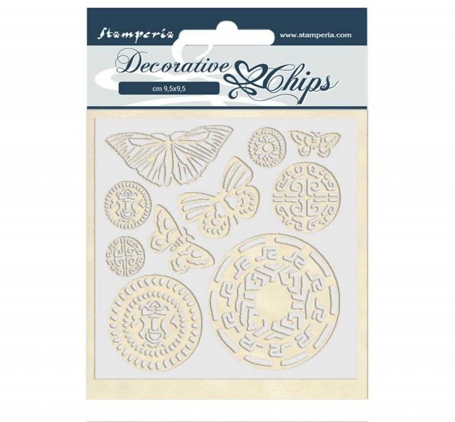 Stamperia Decorative chips 14x14 cm Amazon butterfly tribal