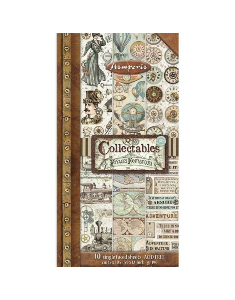 Stamperia Collectables 10 sheets cm 15x30,5 (6”x12”) Voyages Fantastiques