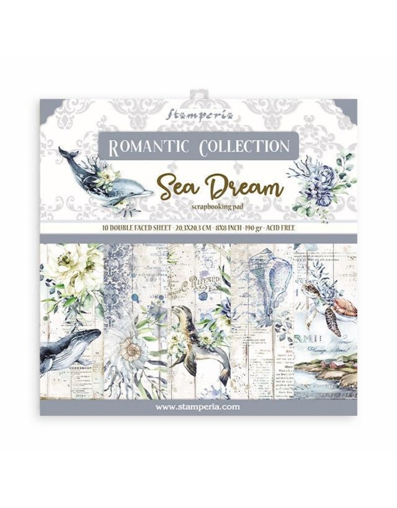 Stamperia Scrapbooking Mini Pad 10 sheets - 20.3X20.3 (8"X8") - Romantic Sea Dream