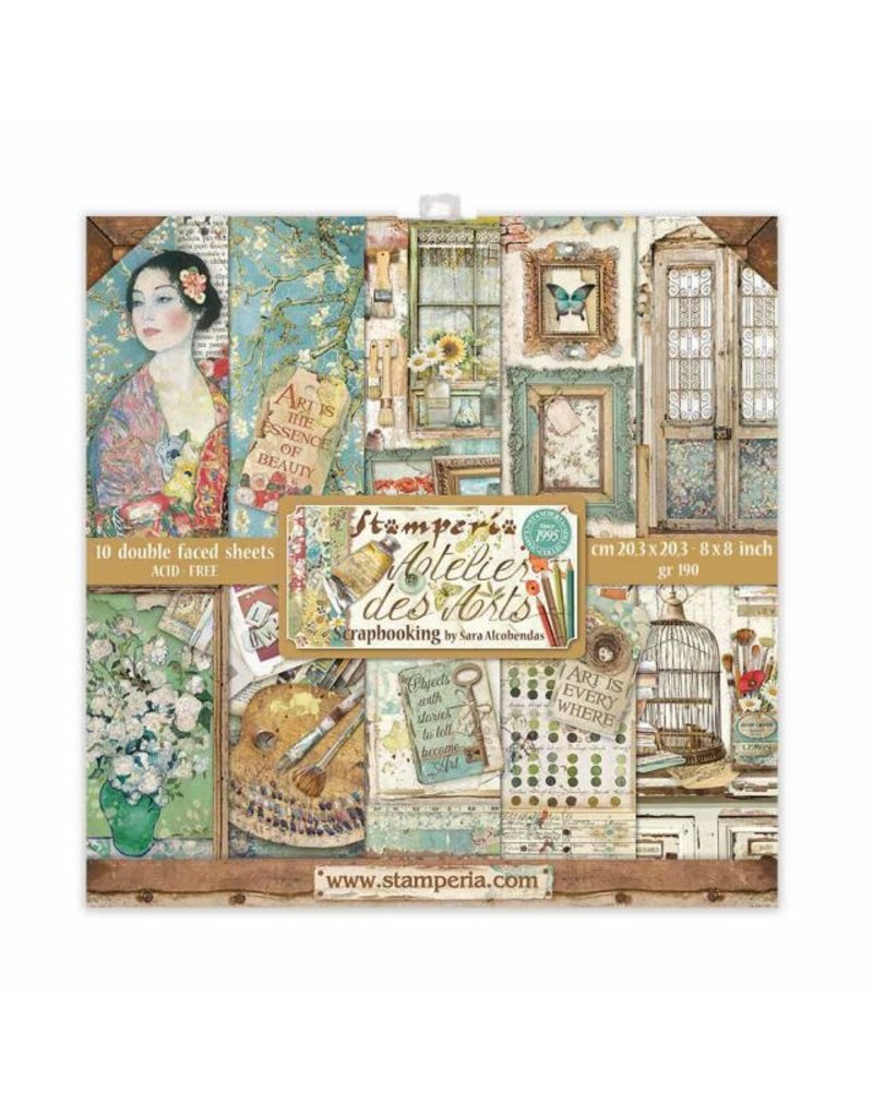 Stamperia Scrapbooking Mini Pad 10 sheets - 20.3X20.3 (8"X8") - Atelier des Arts