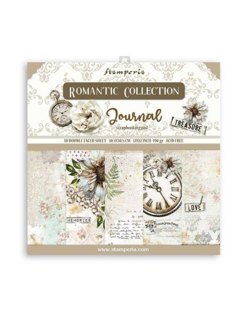 Stamperia Scrapbooking Pad 10 sheets - 30.5x30.5 (12"x12") - Romantic Journal