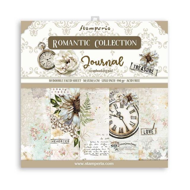Stamperia Scrapbooking Pad 10 sheets - 30.5x30.5 (12"x12") - Romantic Journal