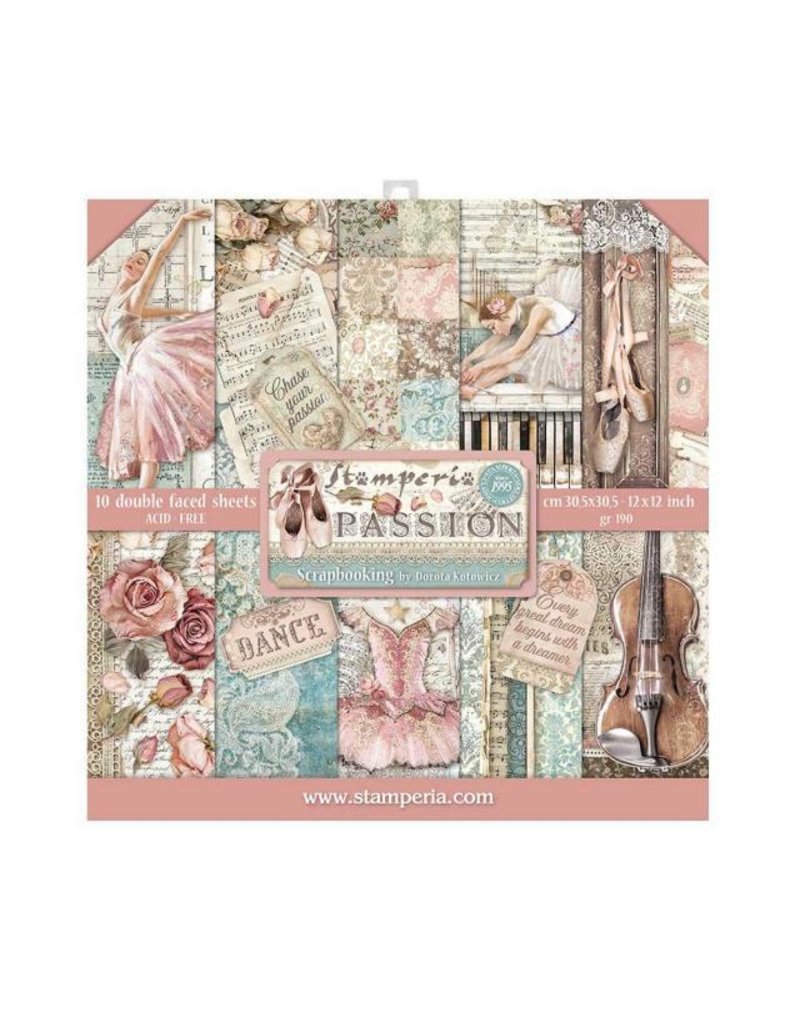 Stamperia Scrapbooking Pad 10 sheets - 30.5x30.5 (12"x12") - Passion