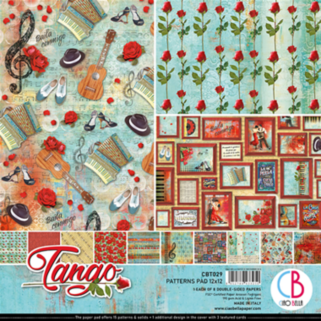 Ciao Bella Tango Patterns Pad 12"x12" 8/Pkg