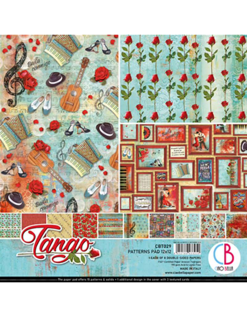 Ciao Bella Tango Patterns Pad 12"x12" 8/Pkg