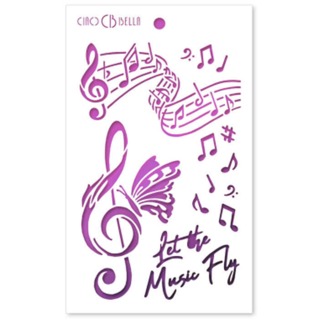 Ciao Bella Texture Stencil 5"x8" Let the Music Fly