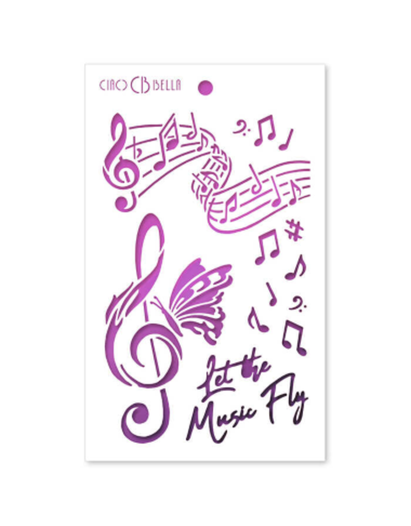 Ciao Bella Texture Stencil 5"x8" Let the Music Fly