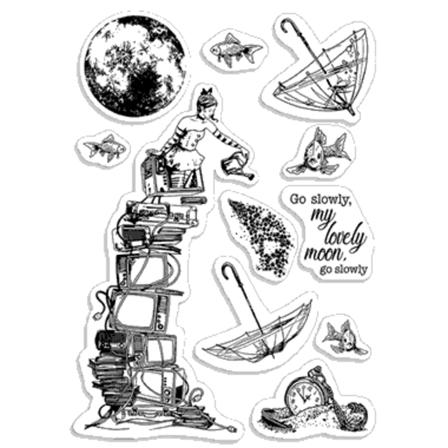 Ciao Bella Clear Stamp Set 4"x6" Go slowly lovely moon