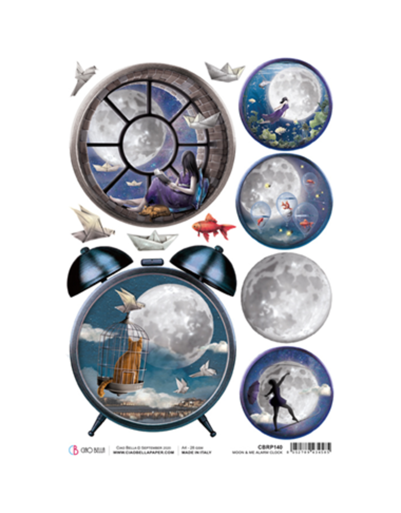 Ciao Bella Rice Paper A4 Moon & Me Alarm Clock