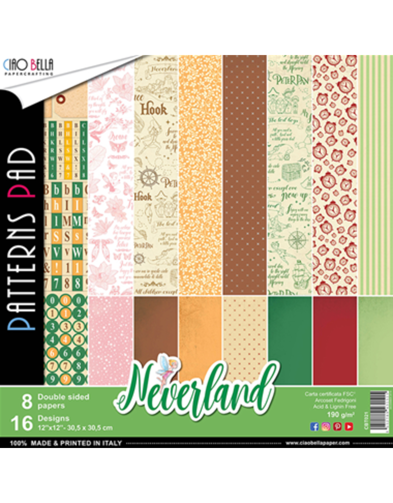 Ciao Bella Neverland Patterns Pad 12"x12" 8/Pkg