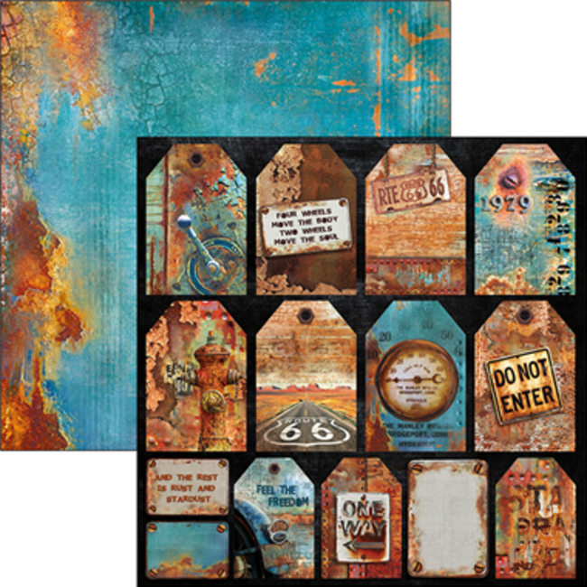 Ciao Bella Rusted Tags Paper Sheet 12"x12"