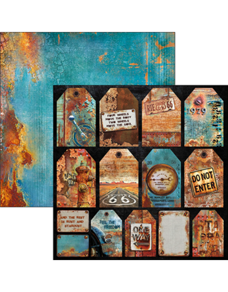 Ciao Bella Rusted Tags Paper Sheet 12"x12"