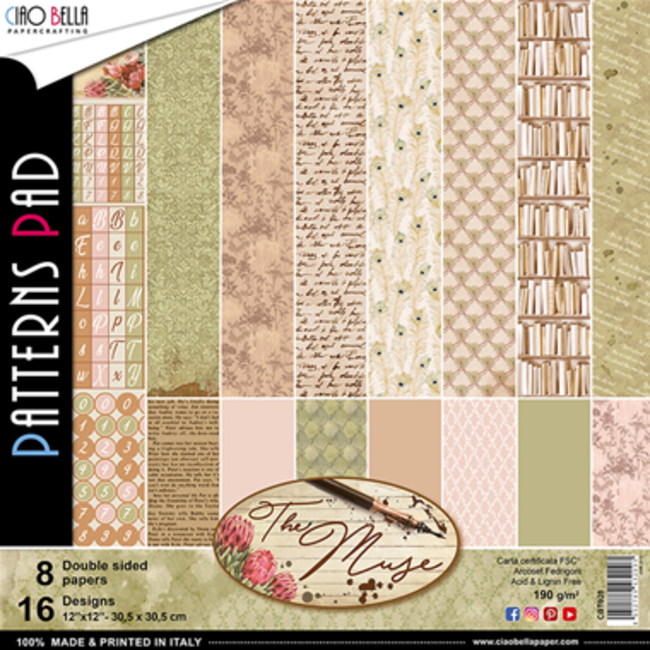 Ciao Bella The Muse Patterns Pad 12"x12" 8/Pkg