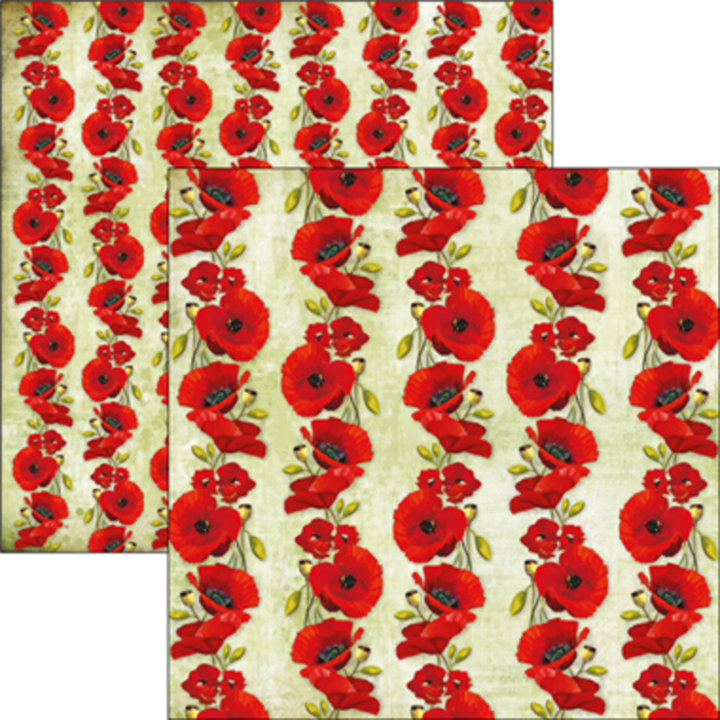 Ciao Bella Poppies Paper Sheet 12"x12"