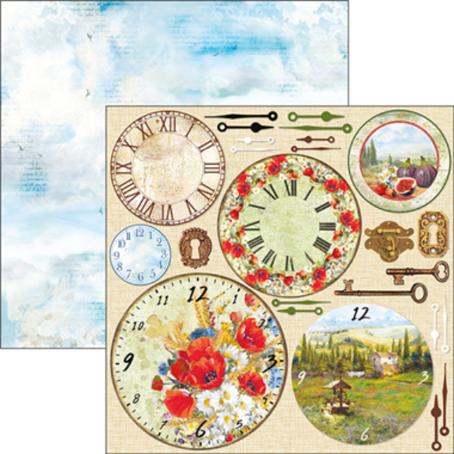 Ciao Bella Tuscan Clocks Paper Sheet 12"x12"