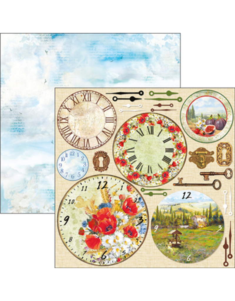 Ciao Bella Tuscan Clocks Paper Sheet 12"x12"