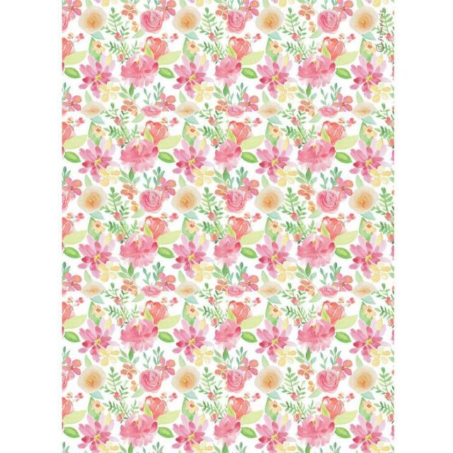 Stamperia A4 Rice paper packed - Circle of Love aquerel flower