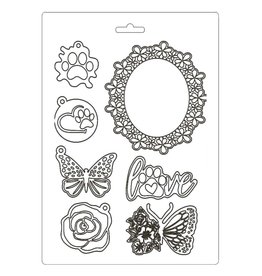 Stamperia Soft Mould A5 - Circle of Love frame and butterfly