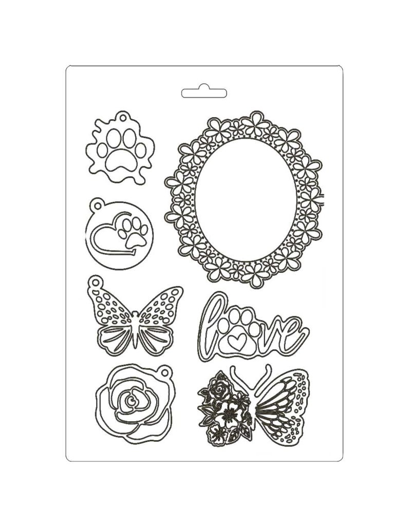 Stamperia Soft Mould A5 - Circle of Love frame and butterfly