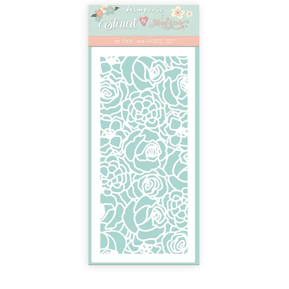 Stamperia Thick Stencil 12x25cm Circle of Love Texture Roses
