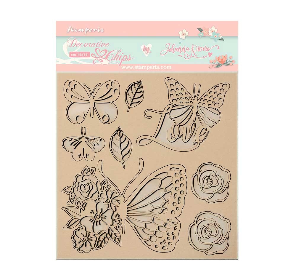 Stamperia Decorative chips 14x14 cm - Circle of Love butterfly