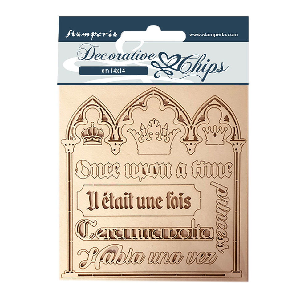 Stamperia Decorative chips 14x14 cm - Sleeping Beauty quotes