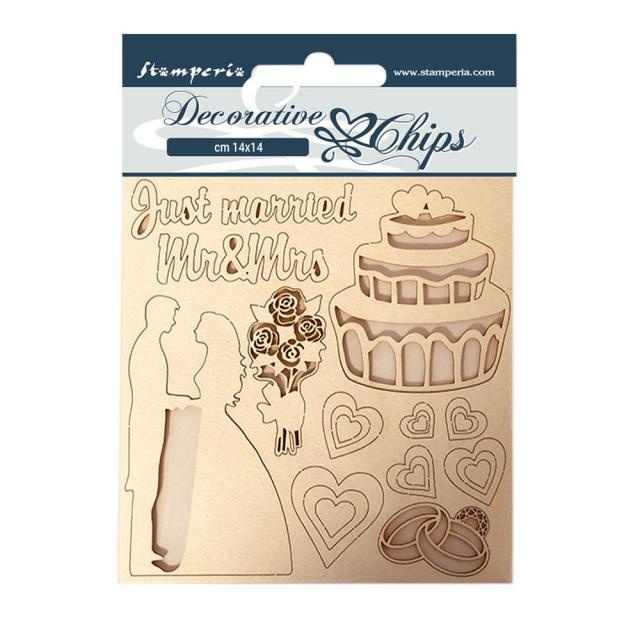 Stamperia Decorative chips 14x14 cm - Sleeping Beauty Just Married