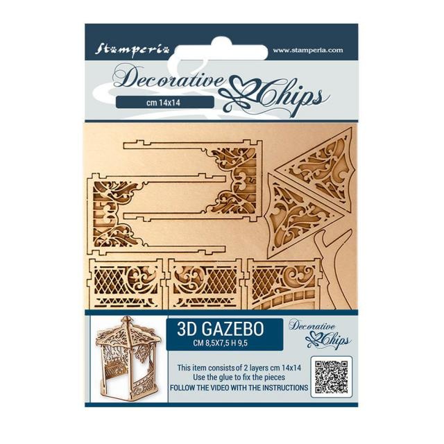Stamperia Decorative chips 14x14 cm - Sleeping Beauty gazebo 2 pcs