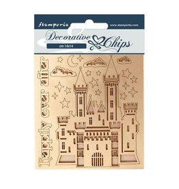 Stamperia Decorative chips 14x14 Sleeping Beauty castle