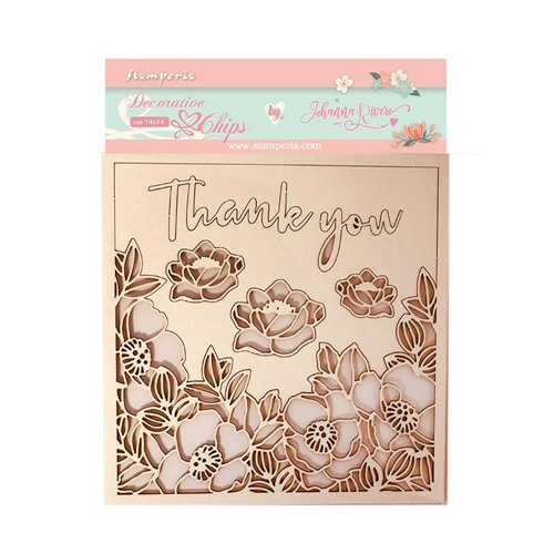 Stamperia Decorative chips 14x14 Celebration thank you