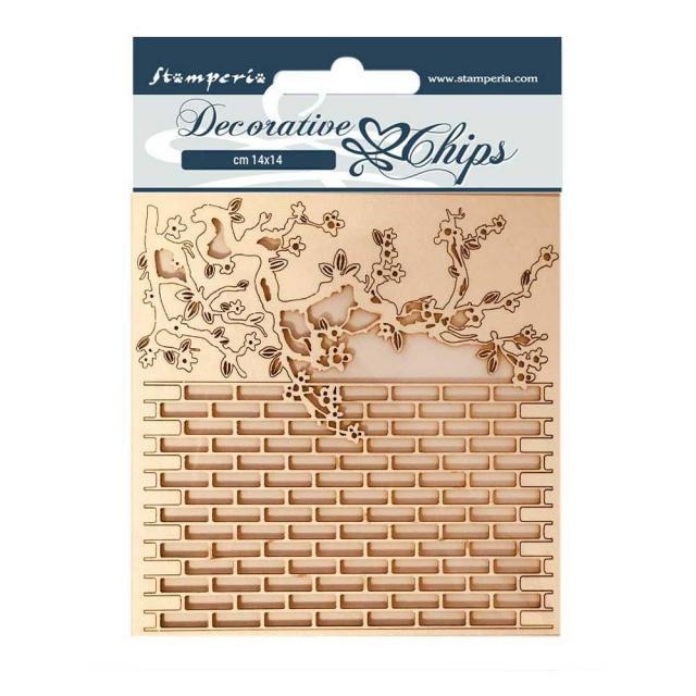 Stamperia Decorative chips 14x14 Alice wall