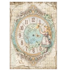 Stamperia A4 Rice paper packed - Alice clock