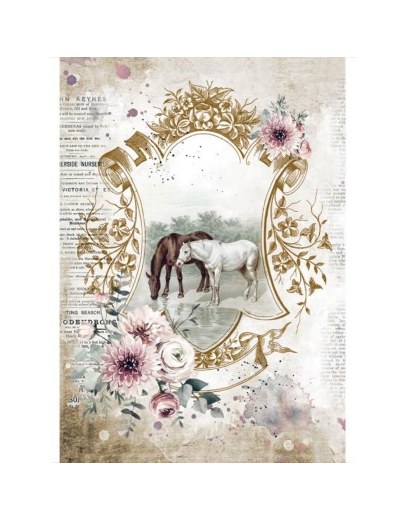 Stamperia A4 Rice paper packed - Romantic Horses lake