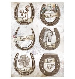 Stamperia A4 Rice paper packed - Romantic Horses horseshoes