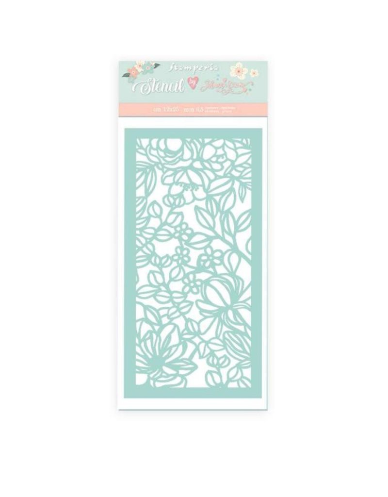 Stamperia Thick stencil cm 12x25 Celebration flowers and leaves
