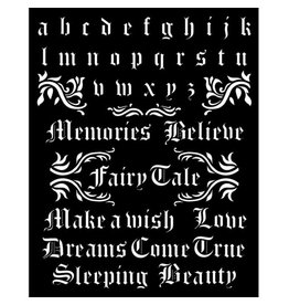 Stamperia Thick stencil 20x25 cm - Sleeping Beauty alphabet andquotes