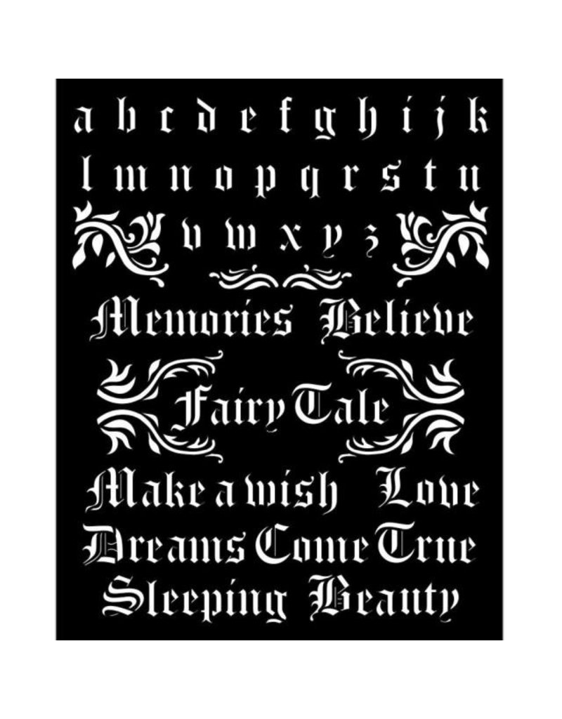 Stamperia Thick stencil 20x25 cm - Sleeping Beauty alphabet and<br />
quotes