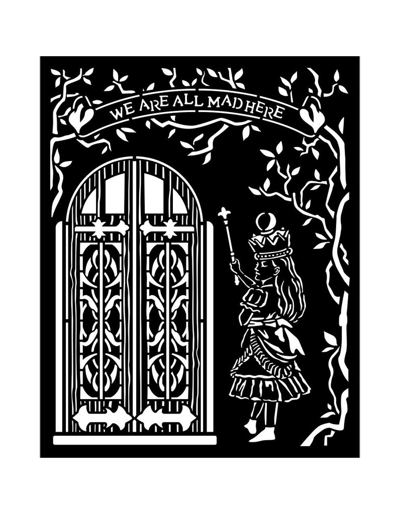 Stamperia Thick stencil 20x25 cm - Alice door