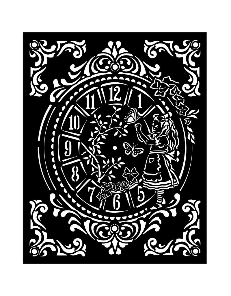 Stamperia Thick stencil 20x25 cm - Alice clock