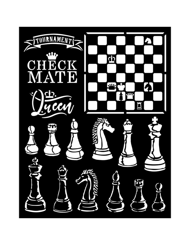 Stamperia Thick stencil 20x25 cm -  Alice check mate