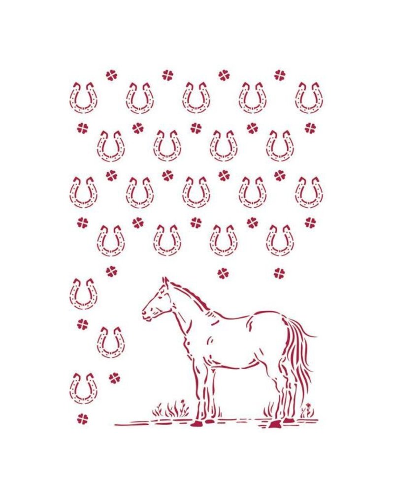 Stamperia Stencil G 21x29,7 cm - Romantic Horses horseshoes pattern