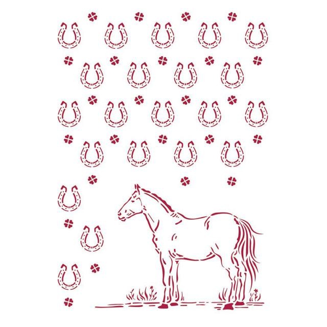 Stamperia Stencil G 21x29,7 cm - Romantic Horses horseshoes pattern