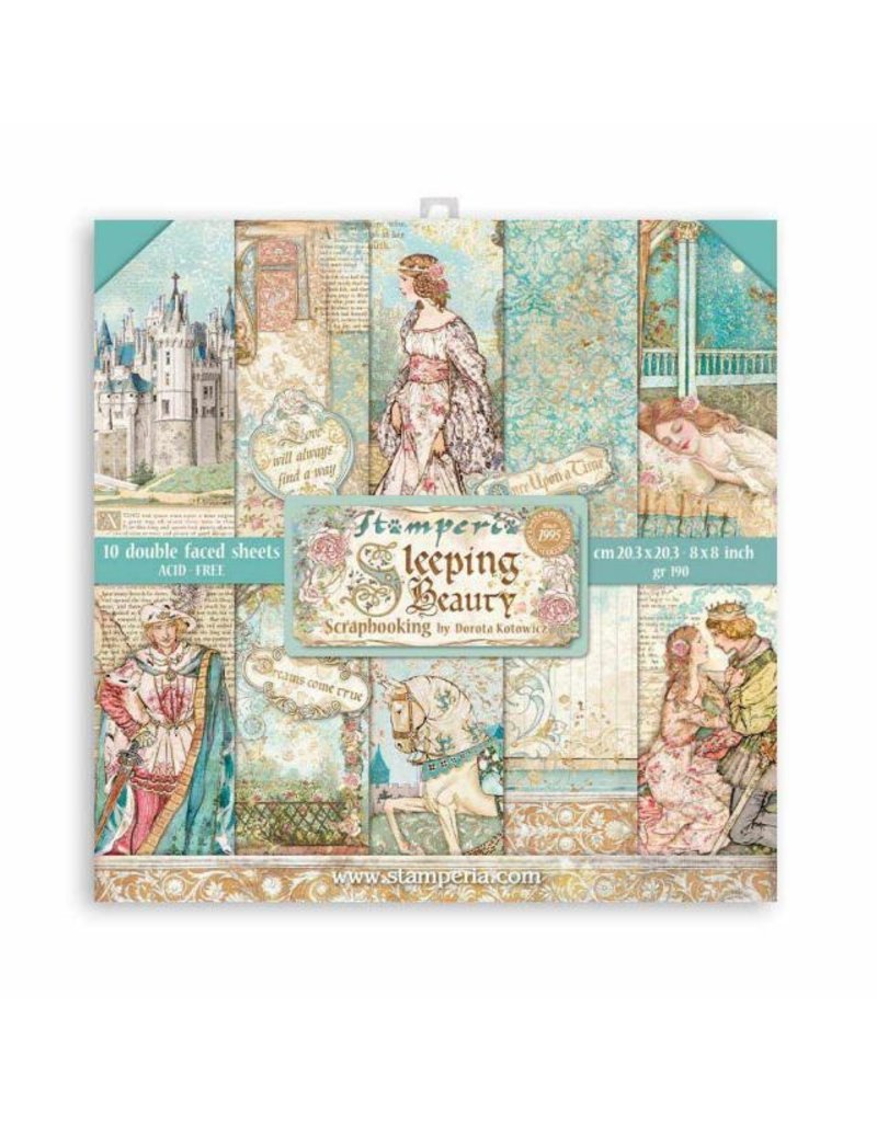 Stamperia Small Pad 10 sheets cm 20,3x20,3 (8"x8") Double Face Sleeping Beauty