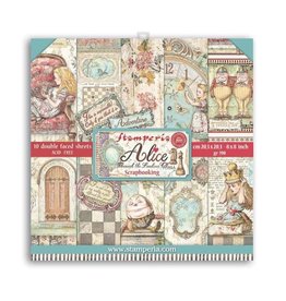 Stamperia Small Pad 10 sheets cm 20,3x20,3 (8"x8") Double Face Alice through the looking glass