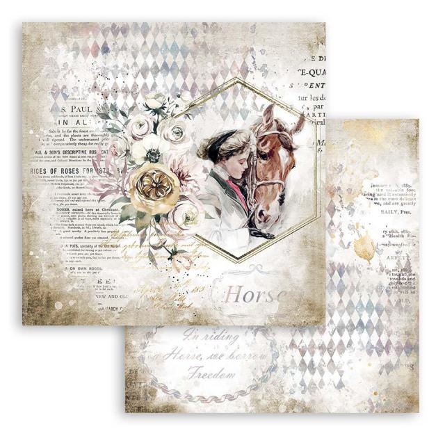 Stamperia Scrapbooking paper double face - Romantic Horses lady with horse