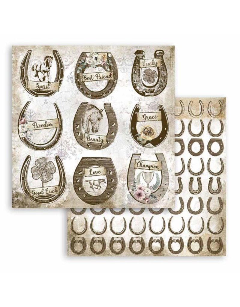 Stamperia Scrapbooking paper double face - Romantic Horses horseshoe